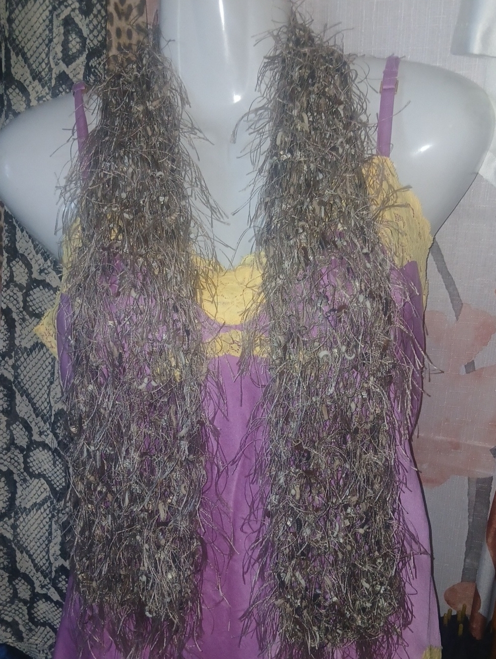 Handmade Pink & Purple Eyelash Yarn Scarf